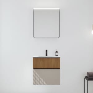 burgbad Fiumo 2.0 Badmöbelset 62 cm mit Waschtisch mit Unterschrank mit Griff G0200 und Spiegelschrank