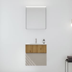 burgbad Fiumo 2.0 Badmöbelset 62 cm mit Waschtisch mit Unterschrank mit Griff G0146 und Spiegelschrank