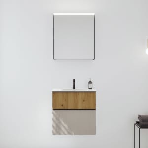 burgbad Fiumo 2.0 Badmöbelset 62 cm mit Waschtisch mit Unterschrank mit Griff G0200 und Spiegelschrank