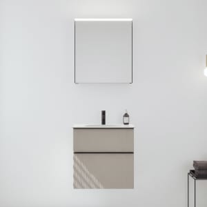 burgbad Fiumo 2.0 Badmöbelset 62 cm mit Waschtisch mit Unterschrank mit Griff G0200 und Spiegelschrank