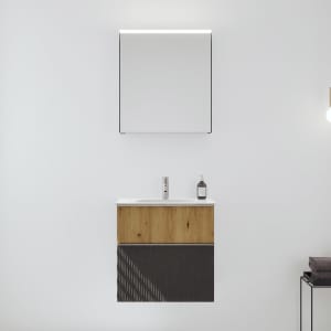 burgbad Fiumo 2.0 Badmöbelset 62 cm mit Waschtisch mit Unterschrank mit Griff G0146 und Spiegelschrank