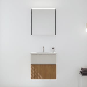 burgbad Fiumo 2.0 Badmöbelset 62 cm mit Waschtisch mit Unterschrank mit Griff G0146 und Spiegelschrank