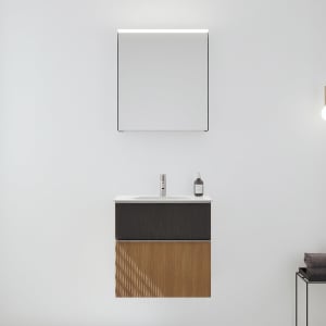 burgbad Fiumo 2.0 Badmöbelset 62 cm mit Waschtisch mit Unterschrank mit Griff G0146 und Spiegelschrank