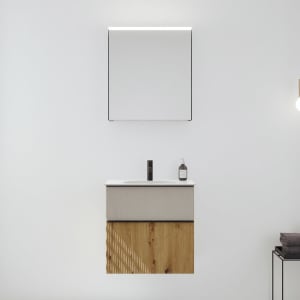 burgbad Fiumo 2.0 Badmöbelset 62 cm mit Waschtisch mit Unterschrank mit Griff G0200 und Spiegelschrank