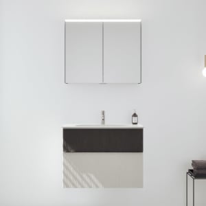 burgbad Fiumo 2.0 Badmöbelset 82 cm mit Waschtisch mit Unterschrank mit Griff G0146 und Spiegelschrank