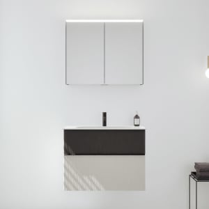 burgbad Fiumo 2.0 Badmöbelset 82 cm mit Waschtisch mit Unterschrank mit Griff G0200 und Spiegelschrank
