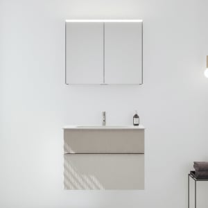 burgbad Fiumo 2.0 Badmöbelset 82 cm mit Waschtisch mit Unterschrank mit Griff G0146 und Spiegelschrank