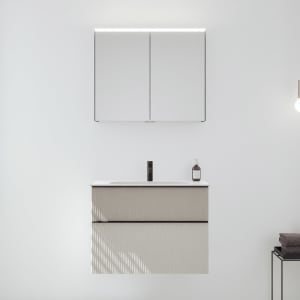 burgbad Fiumo 2.0 Badmöbelset 82 cm mit Waschtisch mit Unterschrank mit Griff G0200 und Spiegelschrank