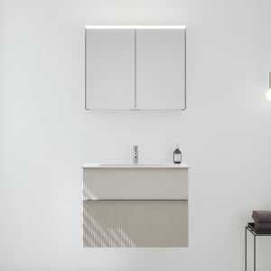 burgbad Fiumo 2.0 Badmöbelset 82 cm mit Waschtisch mit Unterschrank mit Griff G0146 und Spiegelschrank