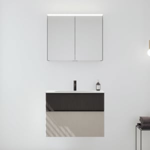 burgbad Fiumo 2.0 Badmöbelset 82 cm mit Waschtisch mit Unterschrank mit Griff G0200 und Spiegelschrank