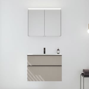 burgbad Fiumo 2.0 Badmöbelset 82 cm mit Waschtisch mit Unterschrank mit Griff G0200 und Spiegelschrank