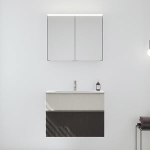 burgbad Fiumo 2.0 Badmöbelset 82 cm mit Waschtisch mit Unterschrank mit Griff G0146 und Spiegelschrank