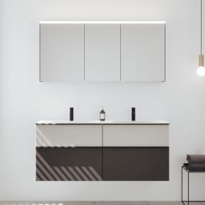 burgbad Fiumo 2.0 Badmöbelset 142 cm mit Waschtisch mit Unterschrank mit Griff G0200 und Spiegelschrank