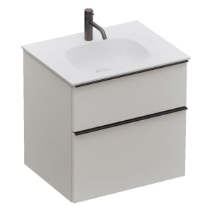 burgbad Fiumo 2.0 Mineralguss-Waschtisch mit Waschtischunterschrank 62 cm, mit Griff G0200