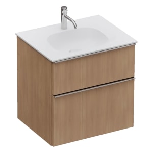 burgbad Fiumo 2.0 Mineralguss-Waschtisch mit Waschtischunterschrank 62 cm, mit Griff G0146