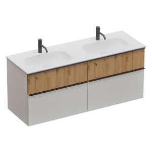 burgbad Fiumo 2.0 Mineralguss-Waschtisch mit Waschtischunterschrank 142 cm, mit Griff G0200