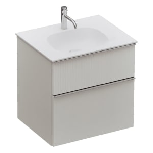 burgbad Fiumo 2.0 Mineralguss-Waschtisch mit Waschtischunterschrank 62 cm, mit Griff G0146
