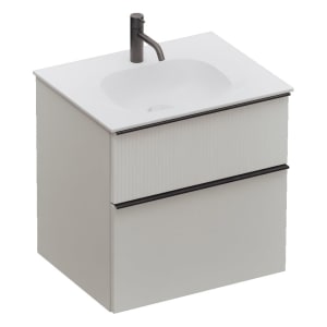 burgbad Fiumo 2.0 Mineralguss-Waschtisch mit Waschtischunterschrank 62 cm, mit Griff G0200