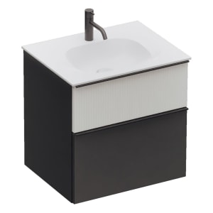 burgbad Fiumo 2.0 Mineralguss-Waschtisch mit Waschtischunterschrank 62 cm, mit Griff G0200