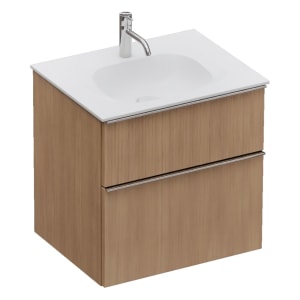 burgbad Fiumo 2.0 Mineralguss-Waschtisch mit Waschtischunterschrank 62 cm, mit Griff G0146