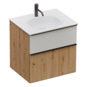 burgbad Fiumo 2.0 Mineralguss-Waschtisch mit Waschtischunterschrank 62 cm, mit Griff G0200