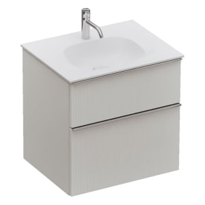 burgbad Fiumo 2.0 Mineralguss-Waschtisch mit Waschtischunterschrank 62 cm, mit Griff G0146