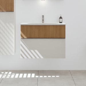 burgbad Fiumo 2.0 Mineralguss-Waschtisch mit Waschtischunterschrank 82 cm, mit Griff G0146