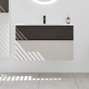 burgbad Fiumo 2.0 Mineralguss-Waschtisch mit Waschtischunterschrank 102 cm, mit Griff G0200