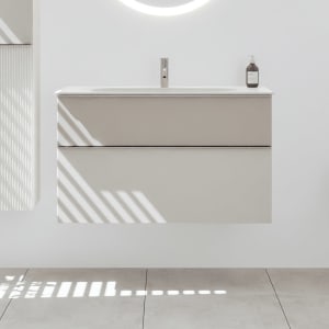 burgbad Fiumo 2.0 Mineralguss-Waschtisch mit Waschtischunterschrank 102 cm, mit Griff G0146