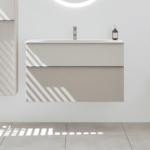 burgbad Fiumo 2.0 Mineralguss-Waschtisch mit Waschtischunterschrank 102 cm, mit Griff G0146