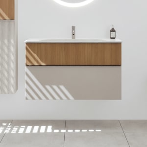 burgbad Fiumo 2.0 Mineralguss-Waschtisch mit Waschtischunterschrank 102 cm, mit Griff G0146