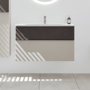 burgbad Fiumo 2.0 Mineralguss-Waschtisch mit Waschtischunterschrank 102 cm, mit Griff G0146