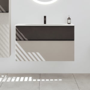 burgbad Fiumo 2.0 Mineralguss-Waschtisch mit Waschtischunterschrank 102 cm, mit Griff G0200