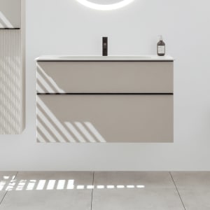 burgbad Fiumo 2.0 Mineralguss-Waschtisch mit Waschtischunterschrank 102 cm, mit Griff G0200