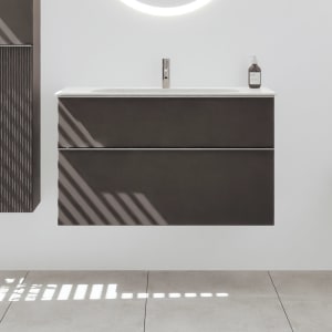 burgbad Fiumo 2.0 Mineralguss-Waschtisch mit Waschtischunterschrank 102 cm, mit Griff G0146