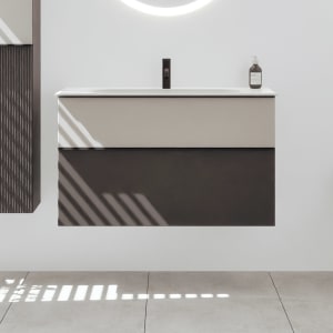 burgbad Fiumo 2.0 Mineralguss-Waschtisch mit Waschtischunterschrank 102 cm, mit Griff G0200