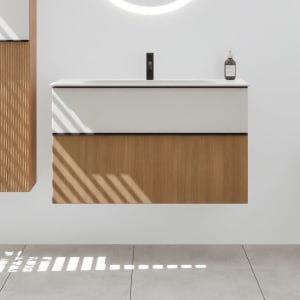 burgbad Fiumo 2.0 Mineralguss-Waschtisch mit Waschtischunterschrank 102 cm, mit Griff G0200