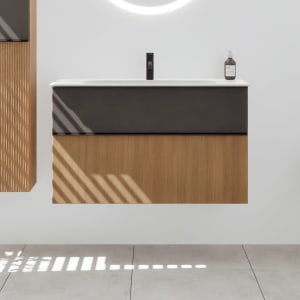 burgbad Fiumo 2.0 Mineralguss-Waschtisch mit Waschtischunterschrank 102 cm, mit Griff G0200