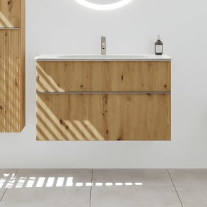 burgbad Fiumo 2.0 Mineralguss-Waschtisch mit Waschtischunterschrank 102 cm, mit Griff G0146