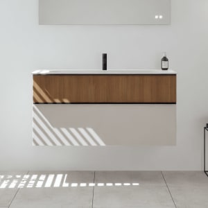 burgbad Fiumo 2.0 Mineralguss-Waschtisch mit Waschtischunterschrank 122 cm, mit Griff G0200