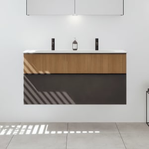 burgbad Fiumo 2.0 Mineralguss-Waschtisch mit Waschtischunterschrank 122 cm, mit Griff G0200