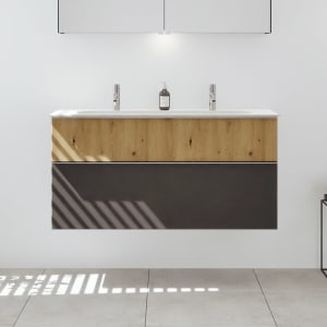 burgbad Fiumo 2.0 Mineralguss-Waschtisch mit Waschtischunterschrank 122 cm, mit Griff G0146