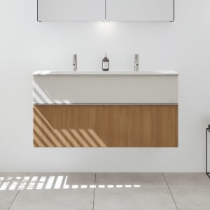 burgbad Fiumo 2.0 Mineralguss-Waschtisch mit Waschtischunterschrank 122 cm, mit Griff G0146