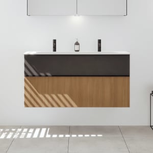 burgbad Fiumo 2.0 Mineralguss-Waschtisch mit Waschtischunterschrank 122 cm, mit Griff G0200