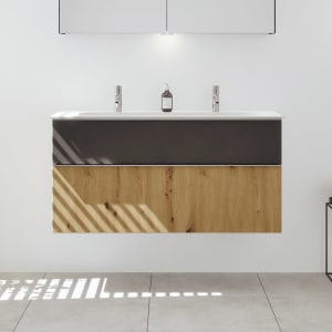 burgbad Fiumo 2.0 Mineralguss-Waschtisch mit Waschtischunterschrank 122 cm, mit Griff G0146