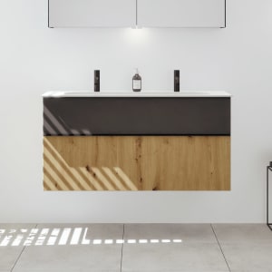 burgbad Fiumo 2.0 Mineralguss-Waschtisch mit Waschtischunterschrank 122 cm, mit Griff G0200