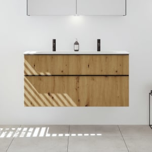 burgbad Fiumo 2.0 Mineralguss-Waschtisch mit Waschtischunterschrank 122 cm, mit Griff G0200