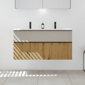 burgbad Fiumo 2.0 Mineralguss-Waschtisch mit Waschtischunterschrank 122 cm, mit Griff G0200