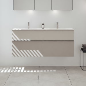 burgbad Fiumo 2.0 Mineralguss-Waschtisch mit Waschtischunterschrank 142 cm, mit Griff G0146