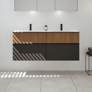 burgbad Fiumo 2.0 Mineralguss-Waschtisch mit Waschtischunterschrank 142 cm, mit Griff G0200